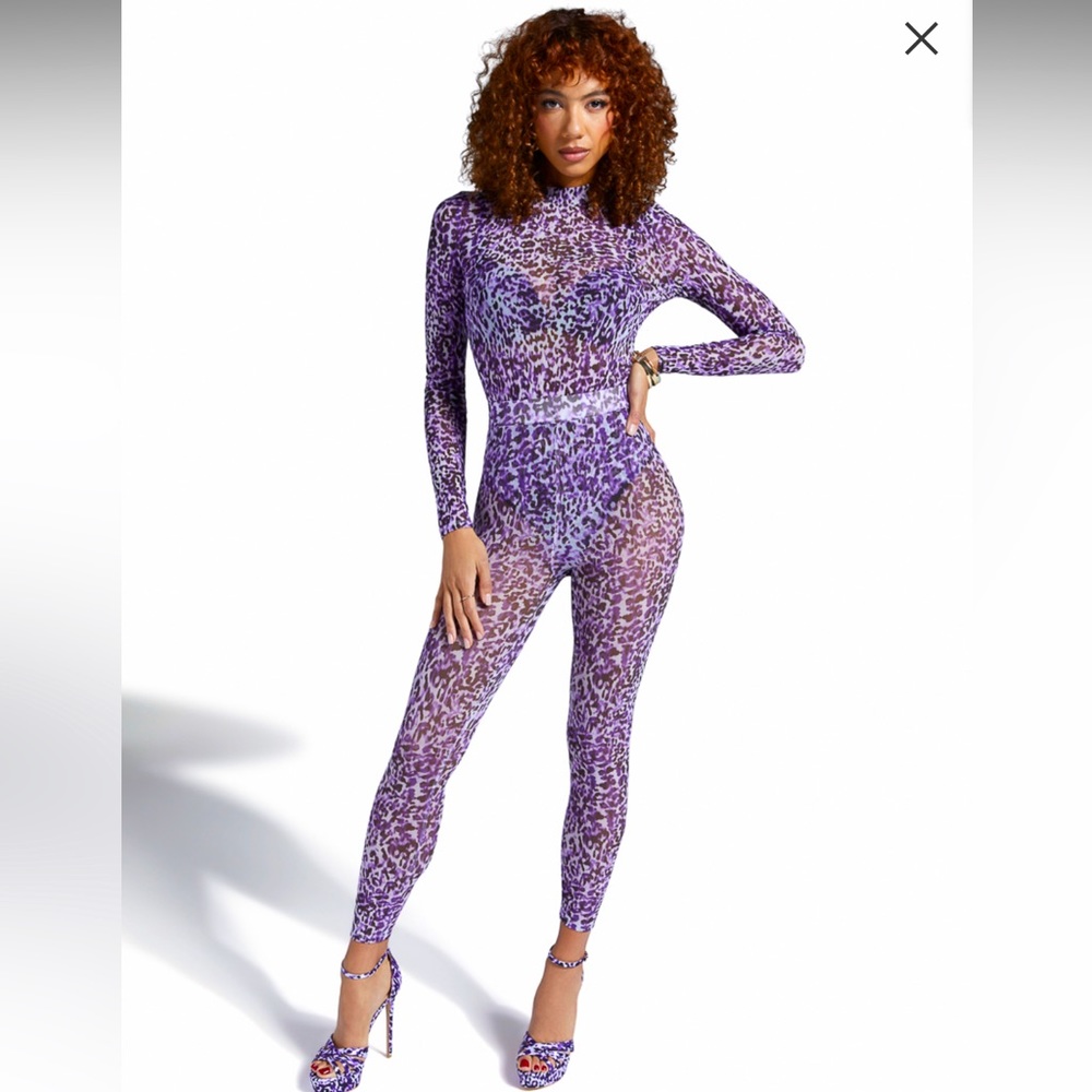 NWT Purple Leopard Mesh Leggings